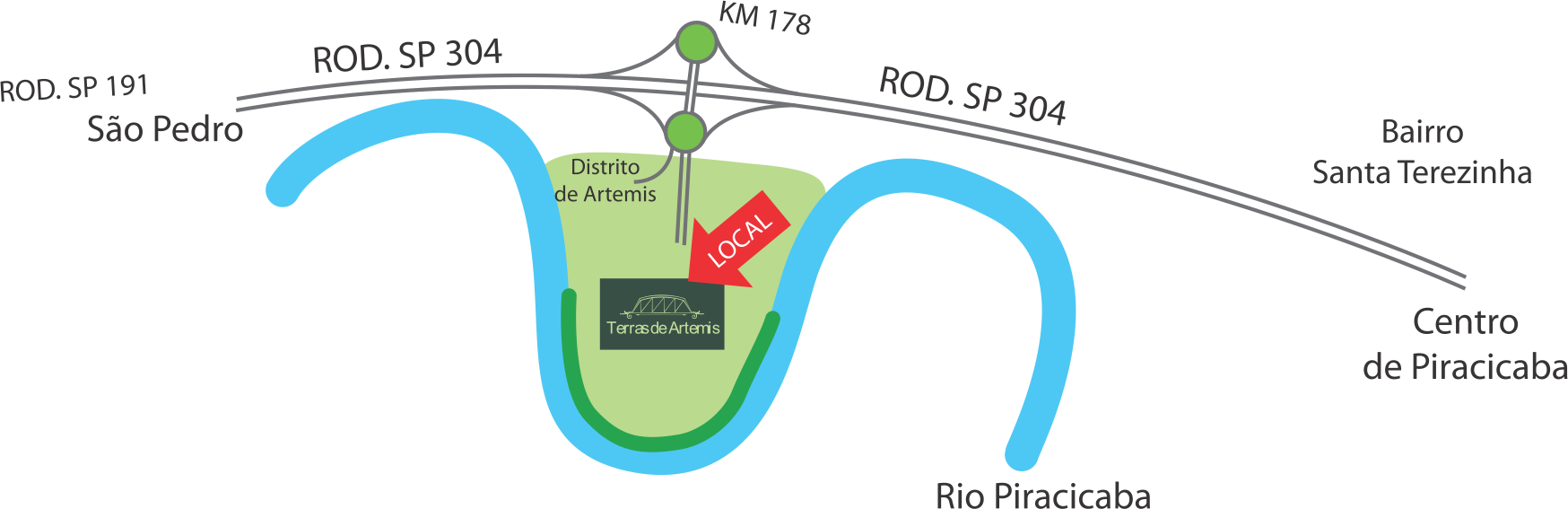 Mapa de localização do empreendimento Terras de Artemis